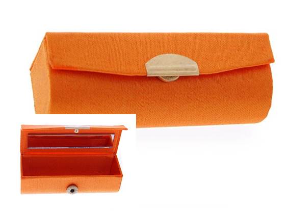 Orange Silk Lipstick Case w.Mirror